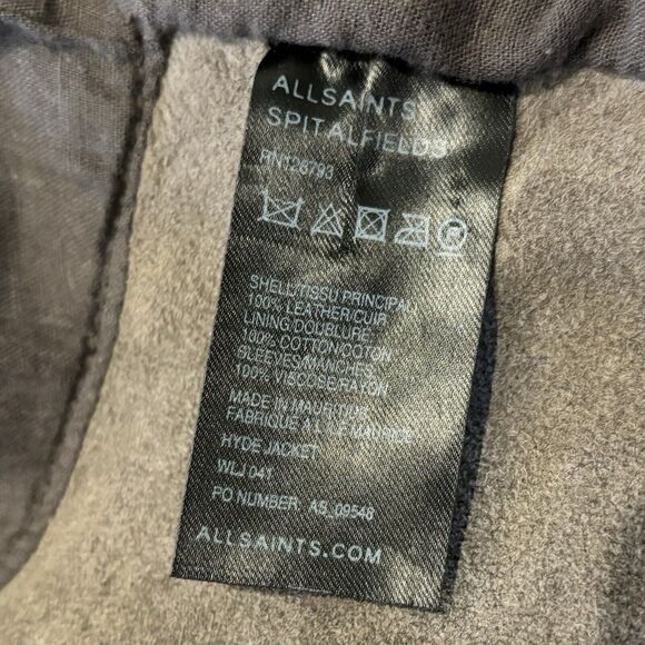 All Saints Leather Biker Jacket Small Brown Pockets - Picture 12 of 12